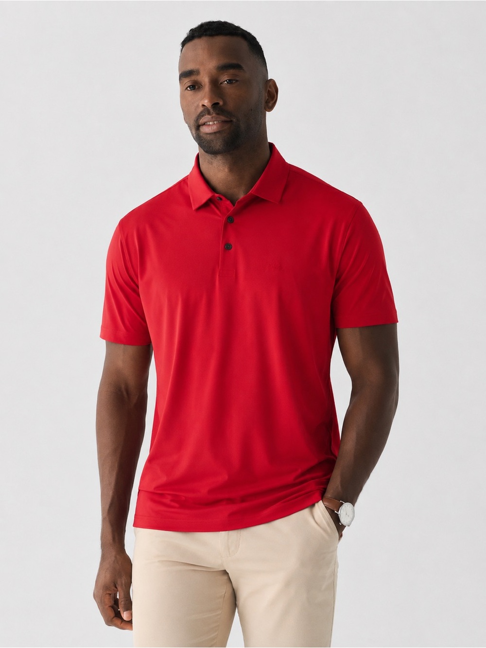 NEW Fernando Pena Performance Polo Shirt Mens Short Sleeve Red Golf Tee *9